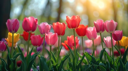Tulip flowers blooming in the garden