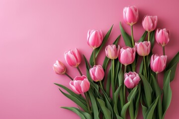 Fototapeta premium Beautiful card with flowers for congratulations on Women's Day on March 8 with plenty of space for text