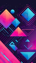 Funky, hipster retro abstract geometric background