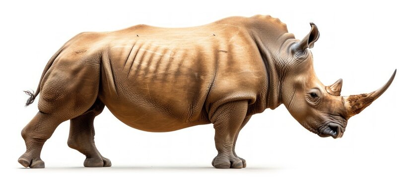 Huge rhino animal isolated on white background. AI generated image