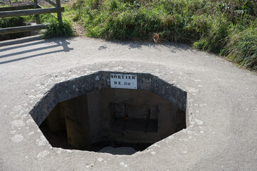 German 80mm mortar nest, cement construction that housed and protected the Nazi light artillery in Normandy in the Second World War