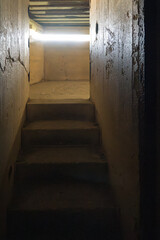 Detail of the cement stairs that lead to the top of the German bunker from the Second World War in...