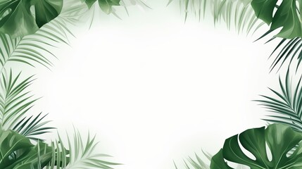 A frame made of tropical monstera leaves for the background of a banner.
