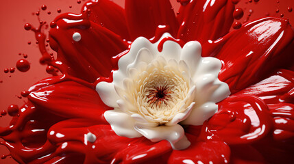 red flower petals,beautiful white-red flower in the form of spilled paint
