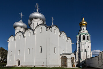 View of the Vologda Kremlin with the bell tower and the cathedral of St. Sophia. Vologda, Russia