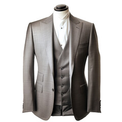 Groom's Tailored Suit Jacket and Vest. Isolated on a Transparent Background. Cutout PNG.