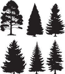 Fototapeta premium Set Christmas Trees. Hand drawn vector illustration