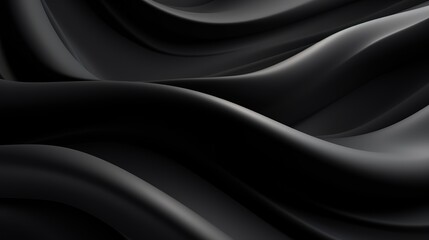 Obraz premium In this 3d rendering illustration, a dark surface is depicted with reflections, minimal black waves in the background, blurry silk waves in a tunnel, and minimal soft grayscale ripples flowing.