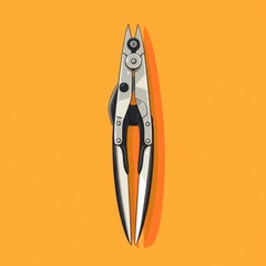 Flat image of nail nippers on orange background. Simple vector image of nail nippers. Digital illustration - obrazy, fototapety, plakaty