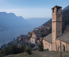 Medieval church, Como Lake, Italy - 721562558