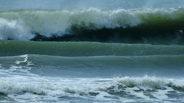 Ocean waves break in Brazilian shore