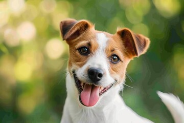 Brown and White Dog With Tongue Out