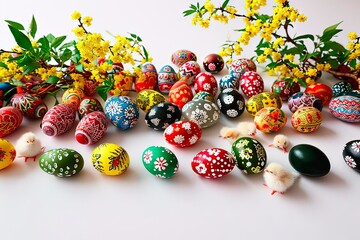 Modern Easter eggs in trendy colours for Easter.