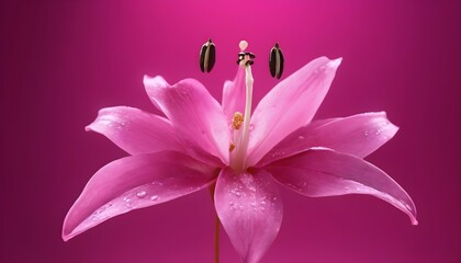 Lily flower macro on pink background 