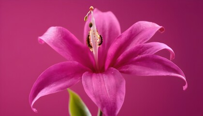 close up of pink lily lower, fuchsia background 