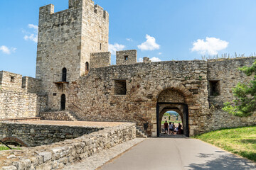 Belgrade Kalemagdan Fortress and city walls. Serbian medieval castle, tourist landmark of the city. Serbia