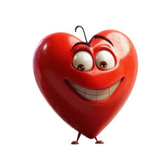 Cartoon red heart character. Isolated on transparent background.