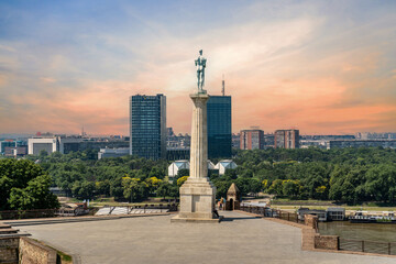 Kalemegdan Fortress and Victor Monument, Belgrade, capital city of Serbia. - obrazy, fototapety, plakaty