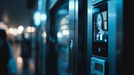 A facial recognition system integrated into a smart vending machine, showcasing the user-friendly and secure biometric authentication for vending transactions.