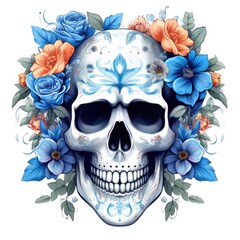Floral Skull Graphic Elements on a white background Day of The Dead