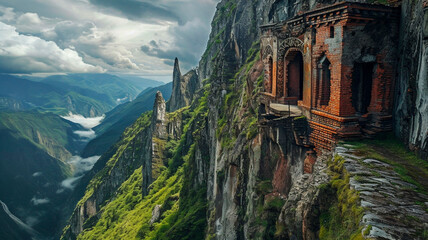 the remains of a lost city high in the mountains. a remote and mysterious place. hidden civilizations. Generative AI