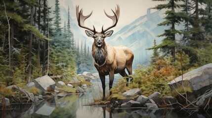 Majestic Mountain Caribou - A Stunning Wildlife Image Captured in the Canadian Wilderness