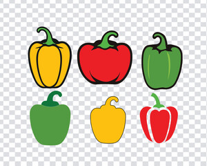 Capsicums Hand Drawn Vector Icon. a set of capsicums vector