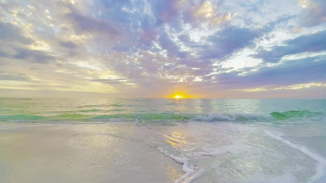 Peaceful sunset over the sea florida coastal beach waves