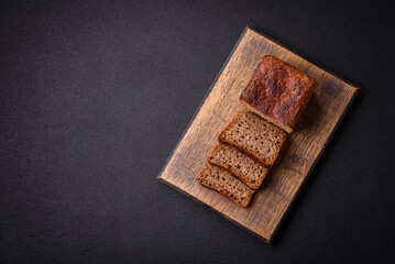 Delicious fresh crispy brown bread with seeds and grains