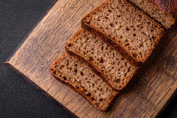 Delicious fresh crispy brown bread with seeds and grains