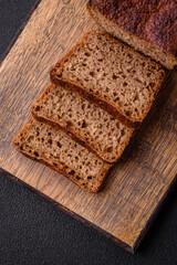 Delicious fresh crispy brown bread with seeds and grains