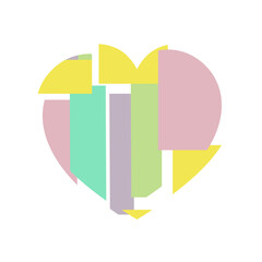 Happy Valentine's day. Greeting card with hearts. Heart made of abstract geometric pattern