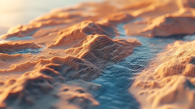 Abstract Digital Terrain Mesh Landscape