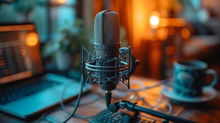 Microphone Focus in Podcast Studio