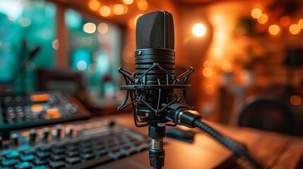 Microphone Focus in Podcast Studio