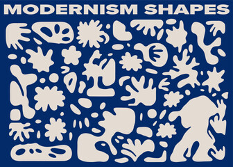 Abstract organic shapes that resemble leaves and flowers. Vector set of shapes inspired by Fauvism style.