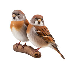 Cutout of a Pair of Parsleys Sitting on a Branch Isolated Against a Transparent Background (PNG) - AI Generative