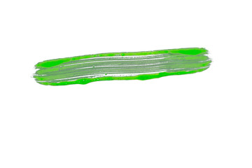 Obraz na płótnie Canvas grüner freigestellter farbige Pinselstriche auf transparentem Hintergrund, .Borstenpinselstrich als Farbstreifen Markierung