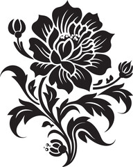 Noir Midnight Garden Charm Black Vector FloralsWhispering Noir Inked Ensemble Floral Vectors
