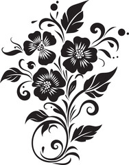 Whispering Inked Petals Midnight Vector ArtEnigmatic Twilight Charm Black Floral Vectors