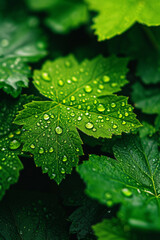 Close-Up Shot, Vibrant Leaf with Sparkling Water Droplets