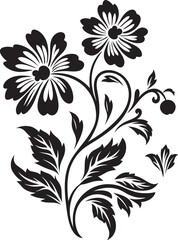 Gothic Shadowed Nocturne Black Floral EnsembleSilhouette Petal Sonata Midnight Vector Blooms - obrazy, fototapety, plakaty