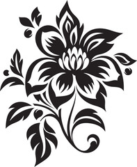 Ink Noir Petal Serenade Black VectorsSable Floral Waltz Midnight Florals