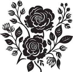 Enigmatic Botanical Noir Black Vector FloralsEthereal Midnight Bouquets Floral Vector Artistry
