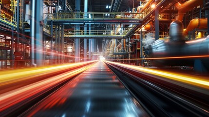 Smart industry concept with abstract high speed technology POV motion blur - obrazy, fototapety, plakaty