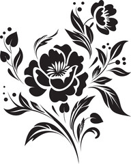 Silhouetted Bloom Serenade Blackened VectorsNoir Elegance Fantasia Floral Vector Noir