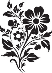 Chic Noir Bouquets Floral Vector IllustrationsEnigmatic Flora Black Vector Artistry