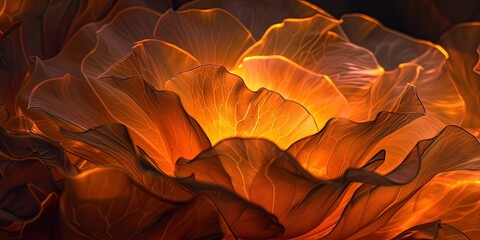 Yellow-hot flower petals on a black background