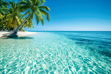 tropical paradise, where palm trees sway in the breeze, and crystal-clear waters beckon you to take a swim