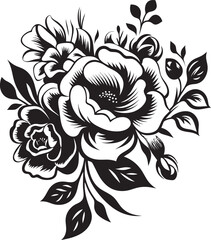 Shadowed Rose Symphony Black Floral VectorsNoir Petal Sketches Floral Vector Charm